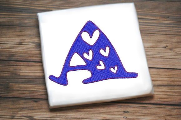 Alphabet Letter A Multi Heart Embroidery Design