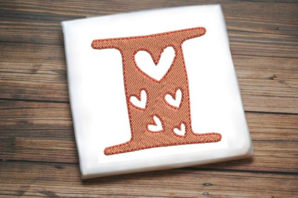 Alphabet Letter I Multi Heart Embroidery Design