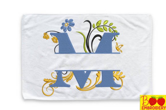 Floral Letter M Embroidery Design