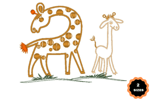 Giraffe Mom and Baby Embroidery