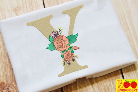 Letter Y and Flower Embroidery Design