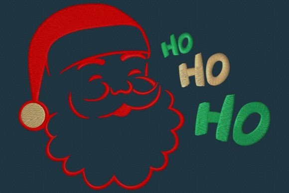 Santa Head Ho Ho Ho Embroidery Design